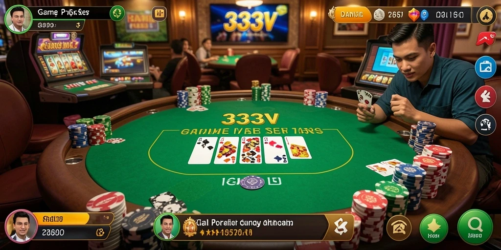 Tampilan gameplay seru di aplikasi Poker 333V.