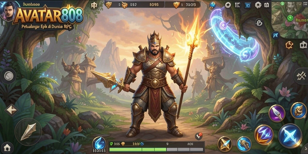 Tangkapan layar gameplay AVATAR808 menunjukkan aksi mendebarkan dalam pertempuran RPG.