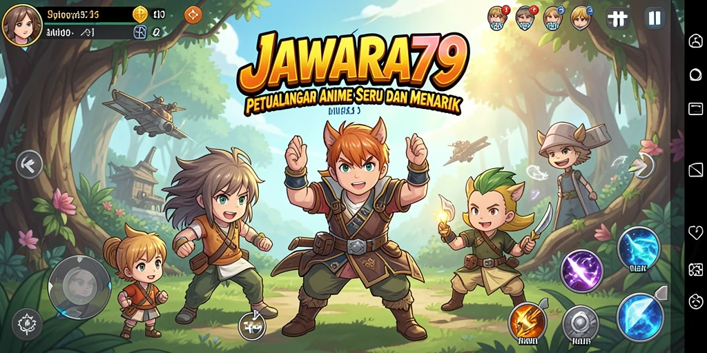Tampilan menarik dari gameplay JAWARA79 dengan karakter anime yang beraksi.