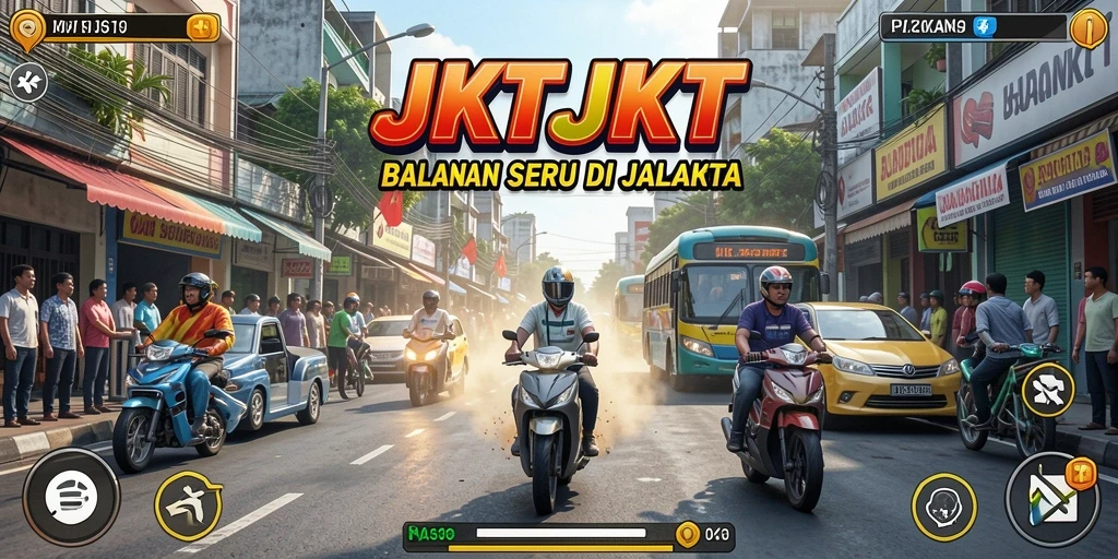 Tampilan gameplay mendebarkan dalam balapan urban Jakarta.