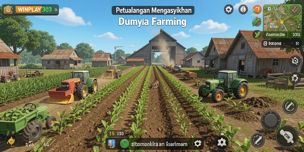 Tangkapan layar gameplay WINPLAY303 menunjukkan aktivitas pertanian yang seru dan interaktif.